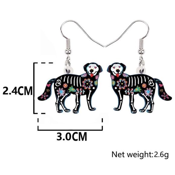 Dia de los Muertos Dog Earrings Skeleton Lab Halloween Labrador - Picture 5 of 5